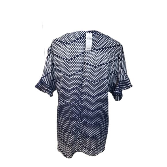 Small Navy Blouse Banana Republic Polka Dot Ruffle $55 NWT - Picture 2 of 9